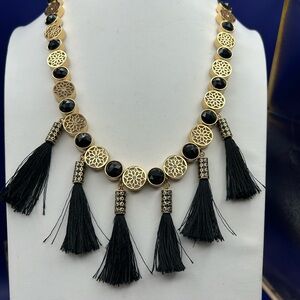 KATE SPADE Elegant Gold and Black Tassel Necklace